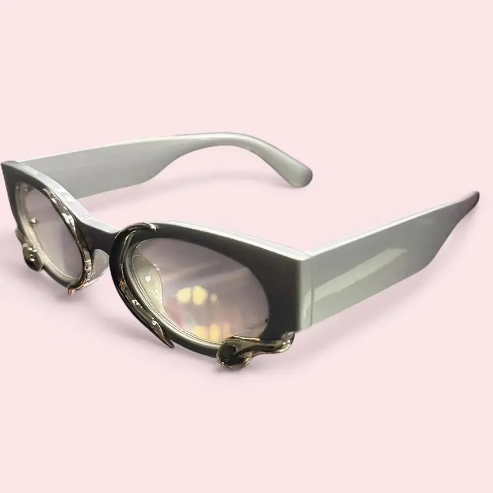 Sunglasses Unisex Grey with Silver Snake Detail Y2k futuristic cybergoth